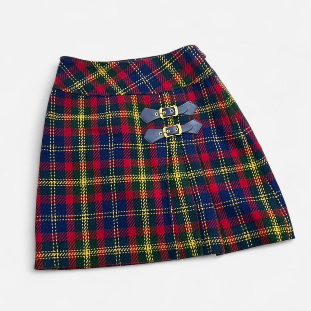 Miss Holly Plaid Mini Skirt with Buckle Detail Size 10